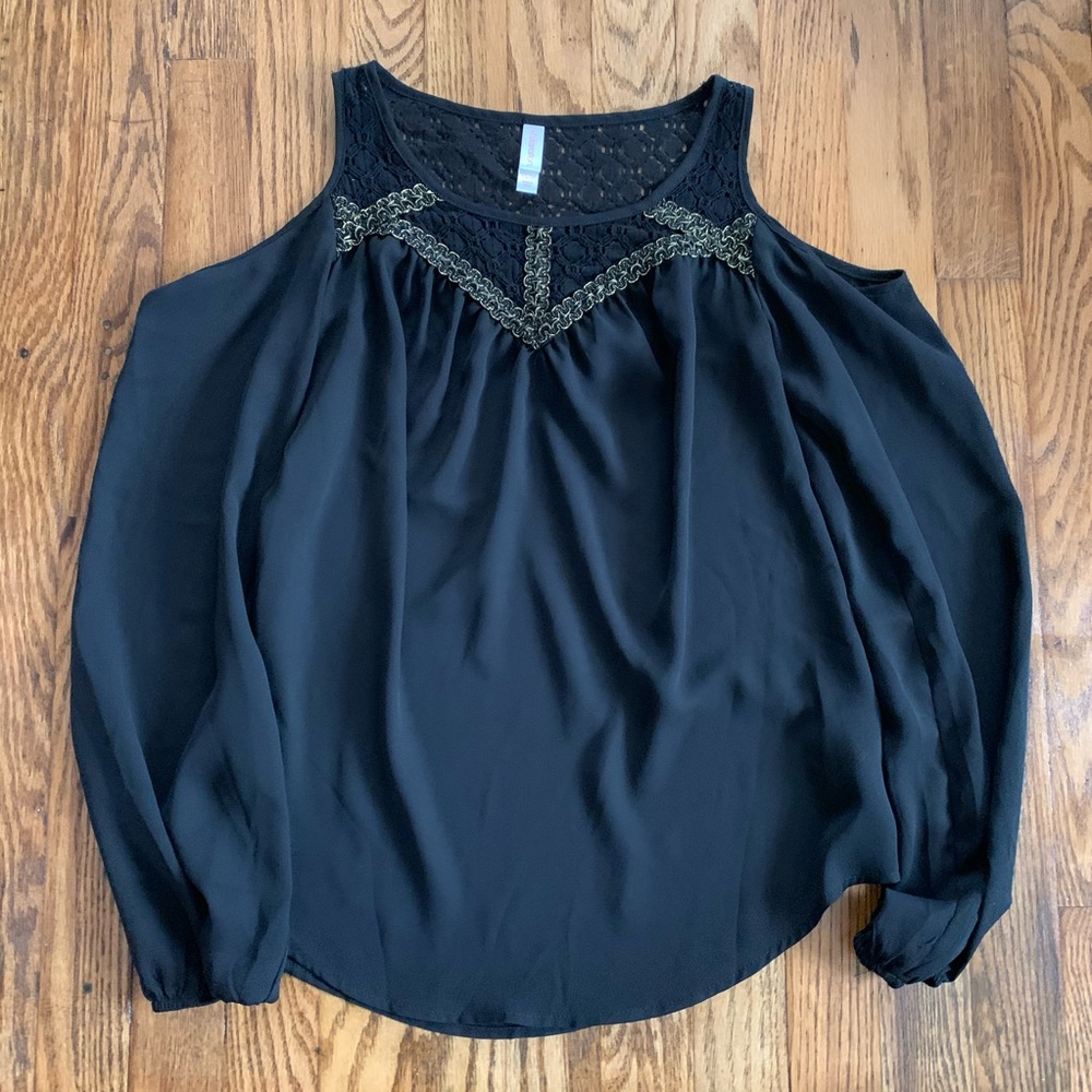Black Cold Shoulder Blouse